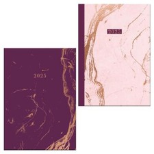 2025 Diary A5 Hardcover Stylish Marble Design Pink Purple Week to View Planner