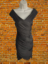 RIVER ISLAND GREY DRESS SIZE UK 8 WOMENS SLEEVELESS TIGHT FIT BODYCON RUFFLED 