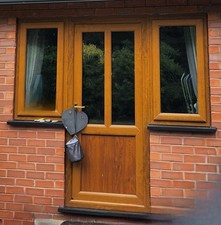 UPVC Wood Grain Exterior Door With Optional Windows, Fully Working With 2x Keys