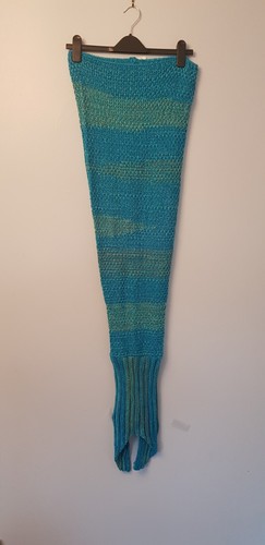 Blue and gold knitted mermaid - and,