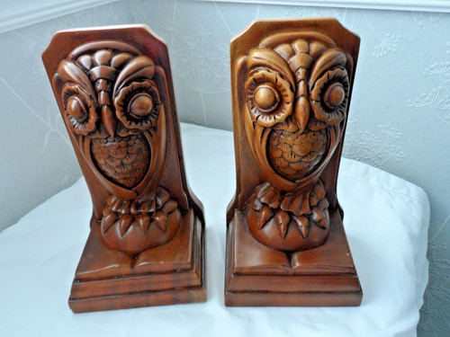Rare pair vintage carved - of,