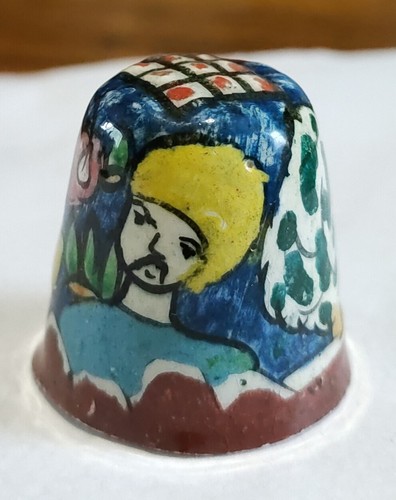 Hand painted pottery - hand, thimble