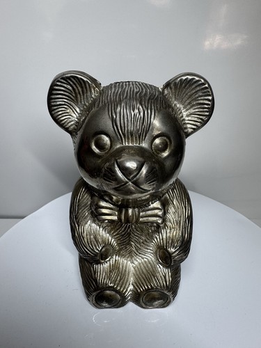 Vintage silver tone teddy bear - vintage,