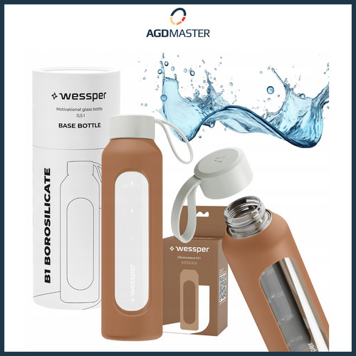 Water bottle glass with - water, 0.5l