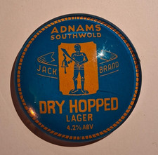 ADNAMS bar keg beer pump badge DRY HOPPED LAGER fish eye style Suffolk fisheye