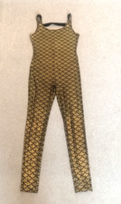 Gold & Black Scallop Patterned Unitard Suitable for Dancer, Aerialist Performer.
