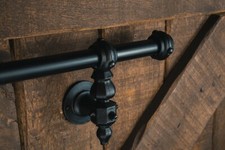 industrial stair hand rail, staircase, cast iron, wrought iron, vintage, black