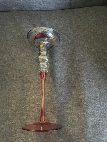 Art deco glass candle stick - art,