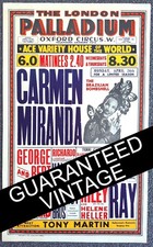 1948 GUARANTEED VINTAGE Carmen Miranda poster London Palladium + Ted Ray