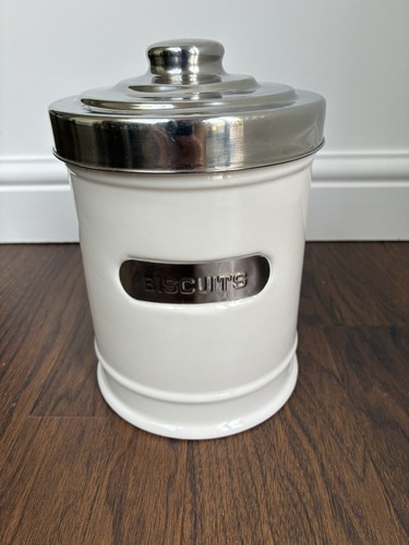 Ceramic cream biscuit jar - biscuit,