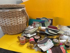Vintage Sewing Basket Complete With Contents