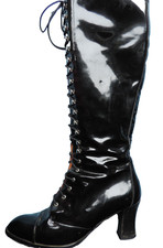 SIZE 6 (39) Knee high patent leather Granny boots Steampunk Victorian look