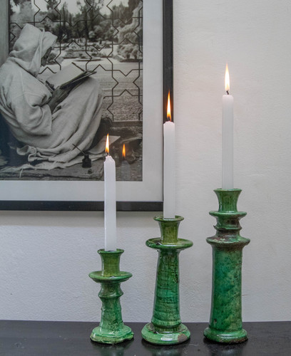 Tamegroute pottery candlestick - tamegroute,