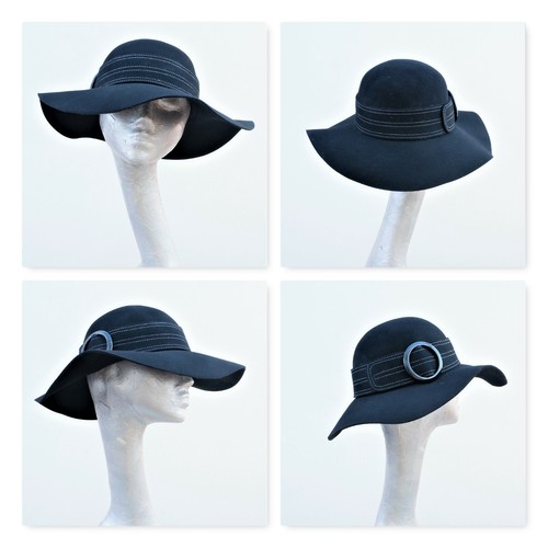 Black soft felt ladies floppy - black,