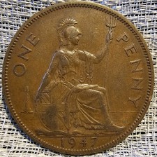 1947 George VI One Penny Coin 
