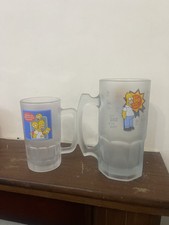 Vintage 1998 The Simpsons Homer Frosted Beer Glass Mug X2
