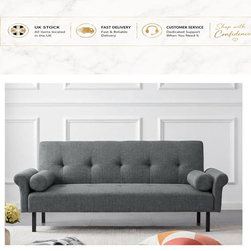 Stylish gray linen sofa - linen,
