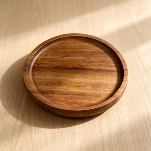 Acacia wood tray round - wood,