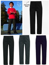 Boys Regular School Trousers George Black Grey Navy Adjustable Waist Uniform