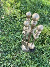 Fire Companion Set Cast Iron Fireplace, Poker Brush, Tongs, Coal Tools