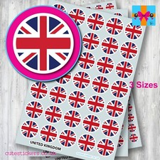 ROUND Union Jack UK United Kingdom Flag Stickers 3 Sizes Small Sticker GB Event