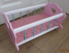 Baby Dolls Rocking Wooden Cradle Cot