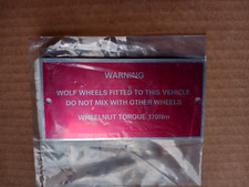 Land Rover Wolf Wheel Instruction Plate, NSN 9905999112371