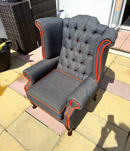 Grey fabric upholstered - 2,