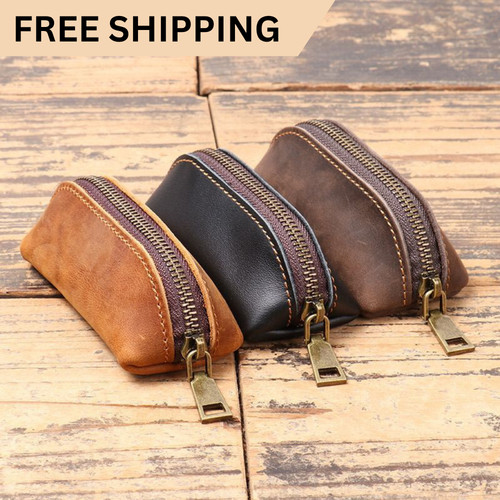 Genuine leather coin purse - leather,