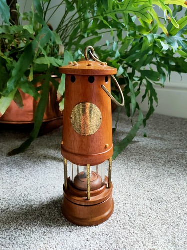 Ornamental wooden miners lamp - wooden,