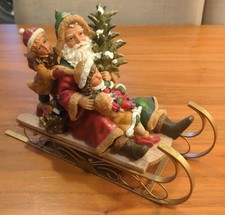 Rare Vintage Christmas Ornament Santa On A Sleigh With Children Great Condition