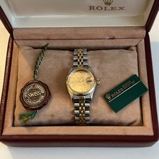 Ladies  Steel & Yellow Gold Rolex Datejust  69173 - Champagne Baton. Full  Set