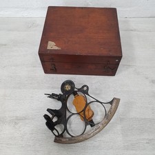 Antique Nautical Sextant Made By J. Coombes in Wooden Box -B44