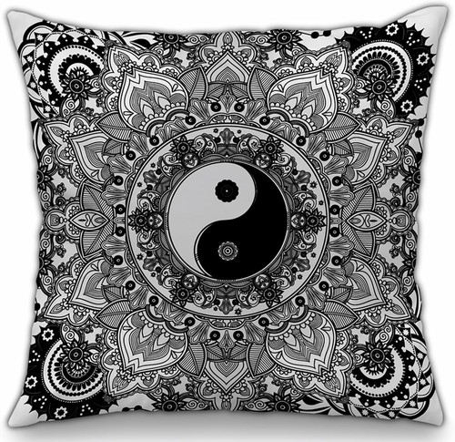 Black and white indian - white, cushion