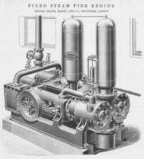 SHAND MASON & CO Fixed Steam Fire Engine Antique Print 1892