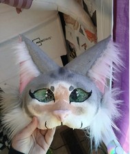 Grey And Orange Therian Cat Mask Furry Made 2 Order
