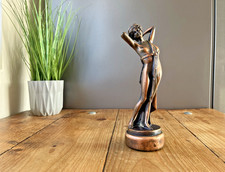 ANTIQUE ART DECO GERMAN PLASTER CHALKWARE MAIDEN LADY BATHING FIGURINE PHRYNE