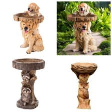 Bird Bath & Feeder Pedestal Free Standing Outdoor Garden Bird Table Ornament
