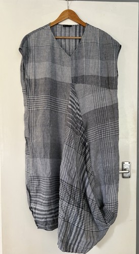Oska grey check dress - grey, 100%