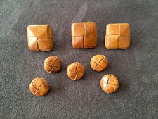 8 Vintage Leather Buttons