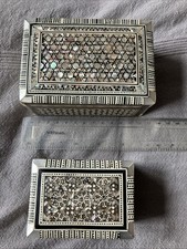 Set of 2 Egyptian Handmade Trinket Boxes Vintage Decorative