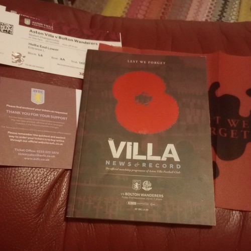 Aston villa programme - aston,