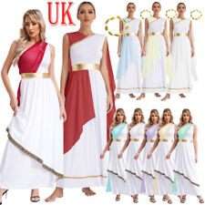 UK Womens Greek Deity Costume One Shoulder Ancient Toga Dress Greece Robe Gown