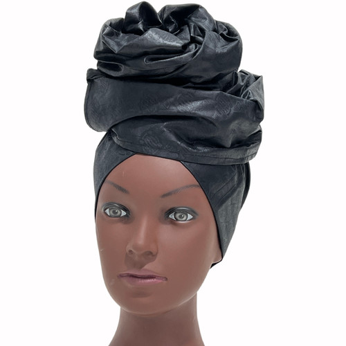 Black head wrap scarf - head, tie