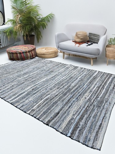 Denim blue rug hand woven - denim,