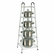 Chrome Pan Stand 5 Tier Kitchen Pot Saucepan Storage Organiser Unit Rack Holder