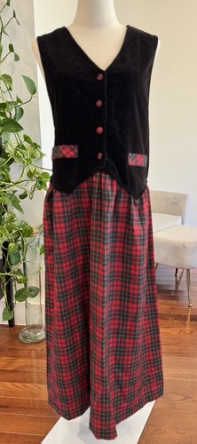 Vintage black velvet - velvet, red