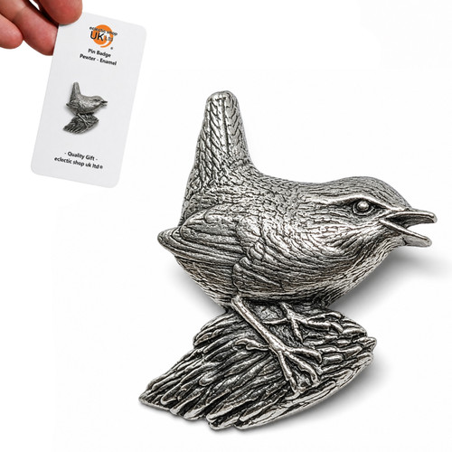 Wren bird pin badge pewter - pin,