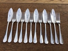 12 VINTAGE A1 SILVER PLATED FISH EATERS, RATTAIL PATTERN HEIRLOOM GEORGE BUTLER