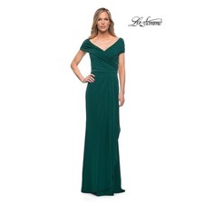 La Femme Ruched Emerald Green